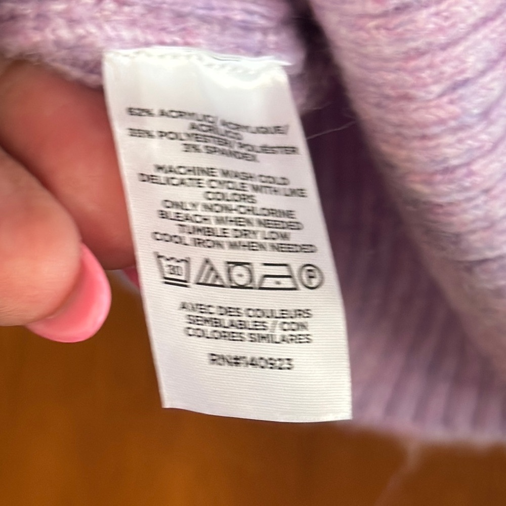 LOFT Lavender short Cowl Neck Sweater Sz M - Picture 3 of 8